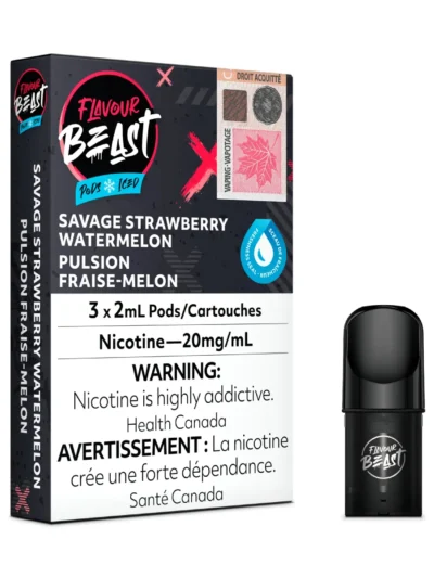 Flavour Beast Pods - Savage Strawberry Watermelon Iced (3Pk)