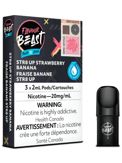 Flavour Beast Pods - STR8 Up Strawberry Banana Iced (3Pk)